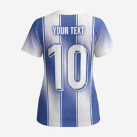 Custom Greece National Football Scrub Top Greek Key Inspired Geometry - Wonder Print Shop