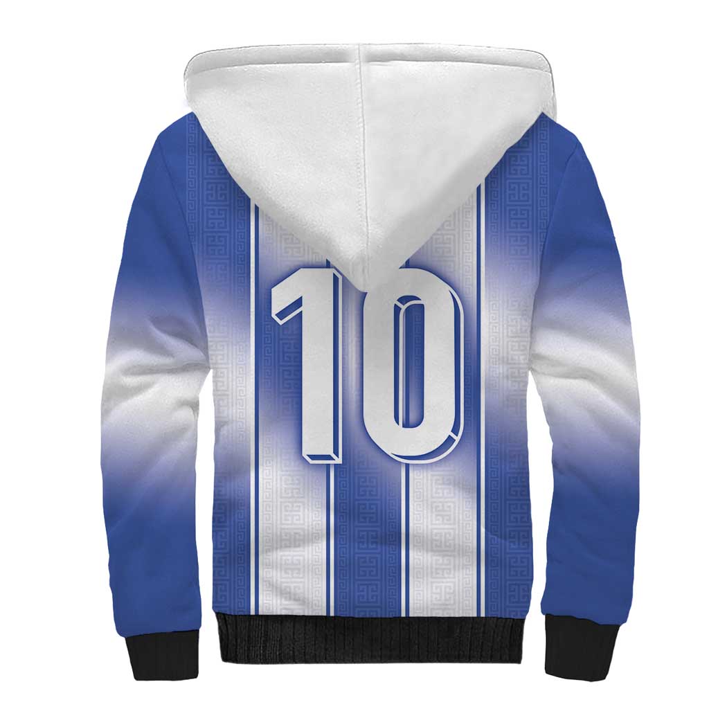 Custom Greece National Football Sherpa Hoodie Greek Key Inspired Geometry - Wonder Print Shop