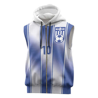 Custom Greece National Football Sleeveless Zip Hoodie Greek Key Inspired Geometry - Wonder Print Shop