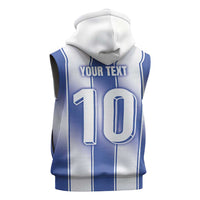 Custom Greece National Football Sleeveless Zip Hoodie Greek Key Inspired Geometry - Wonder Print Shop