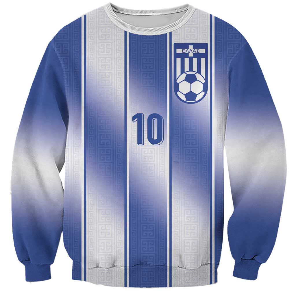 Custom Greece National Football Sweatshirt Greek Key Inspired Geometry - Wonder Print Shop
