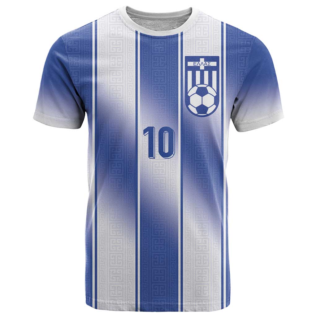Custom Greece National Football T Shirt Greek Key Inspired Geometry - Wonder Print Shop
