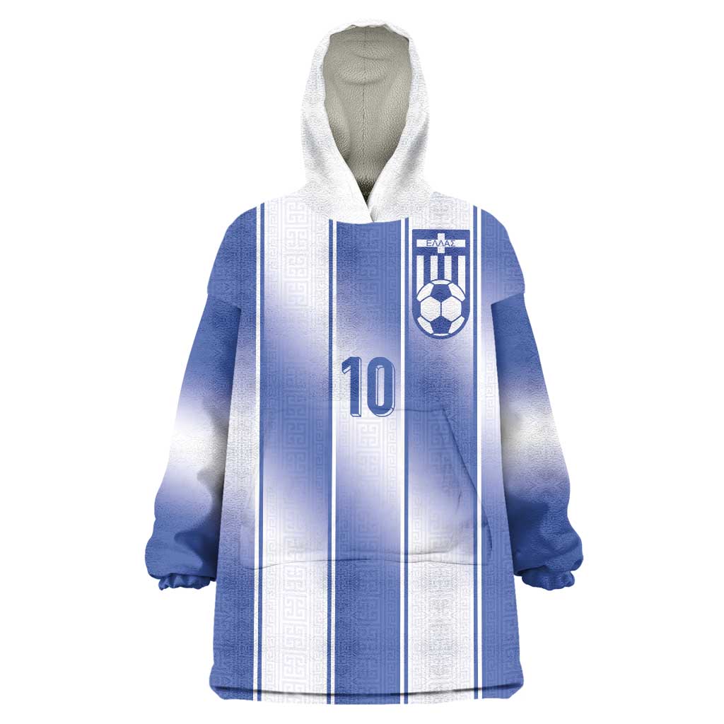 Custom Greece National Football Wearable Blanket Hoodie Greek Key Inspired Geometry - Wonder Print Shop