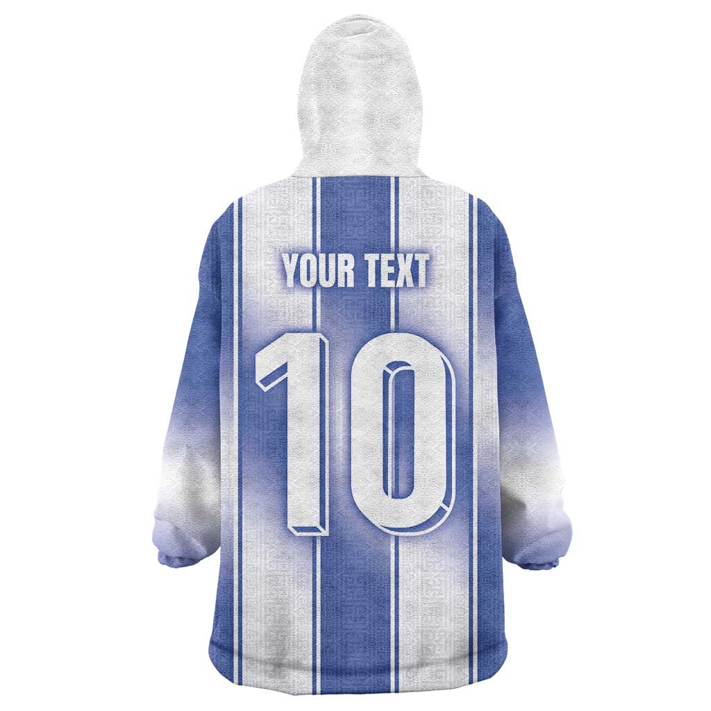 Custom Greece National Football Wearable Blanket Hoodie Greek Key Inspired Geometry - Wonder Print Shop