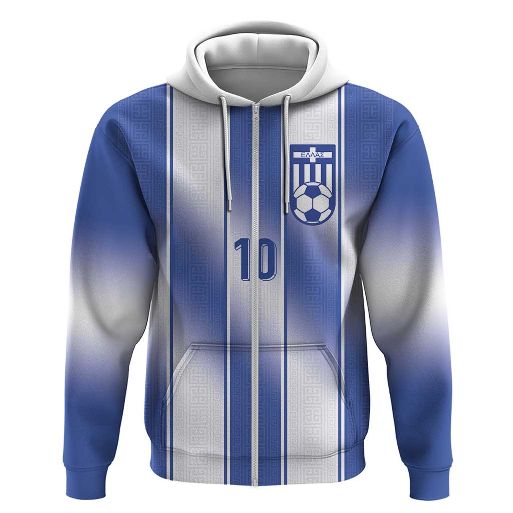 Custom Greece National Football Zip Hoodie Greek Key Inspired Geometry - Wonder Print Shop
