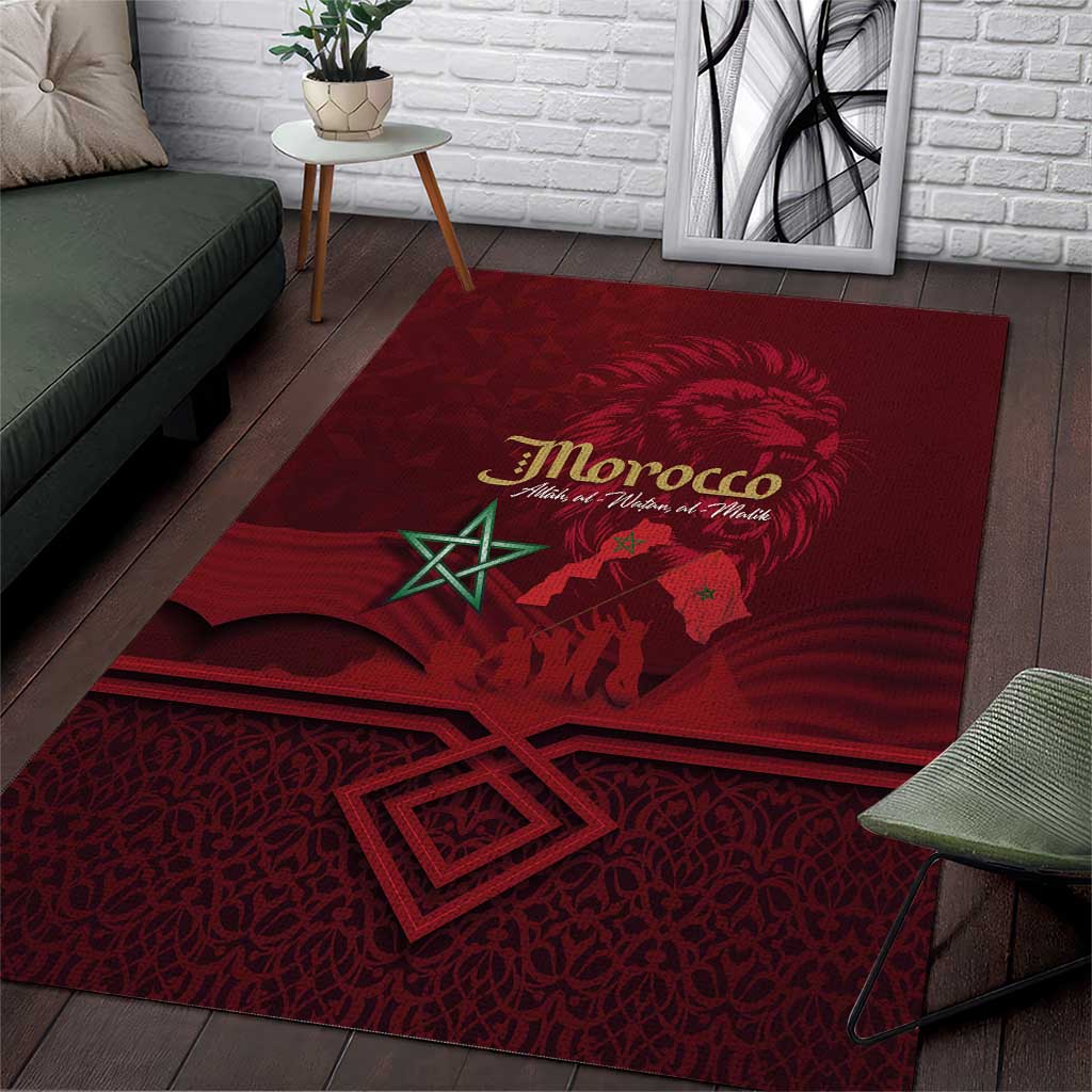 Happy Morocco Proclamation Day Area Rug Barbary Lion's Roar - Fight for Peace and Freedom - Wonder Print Shop