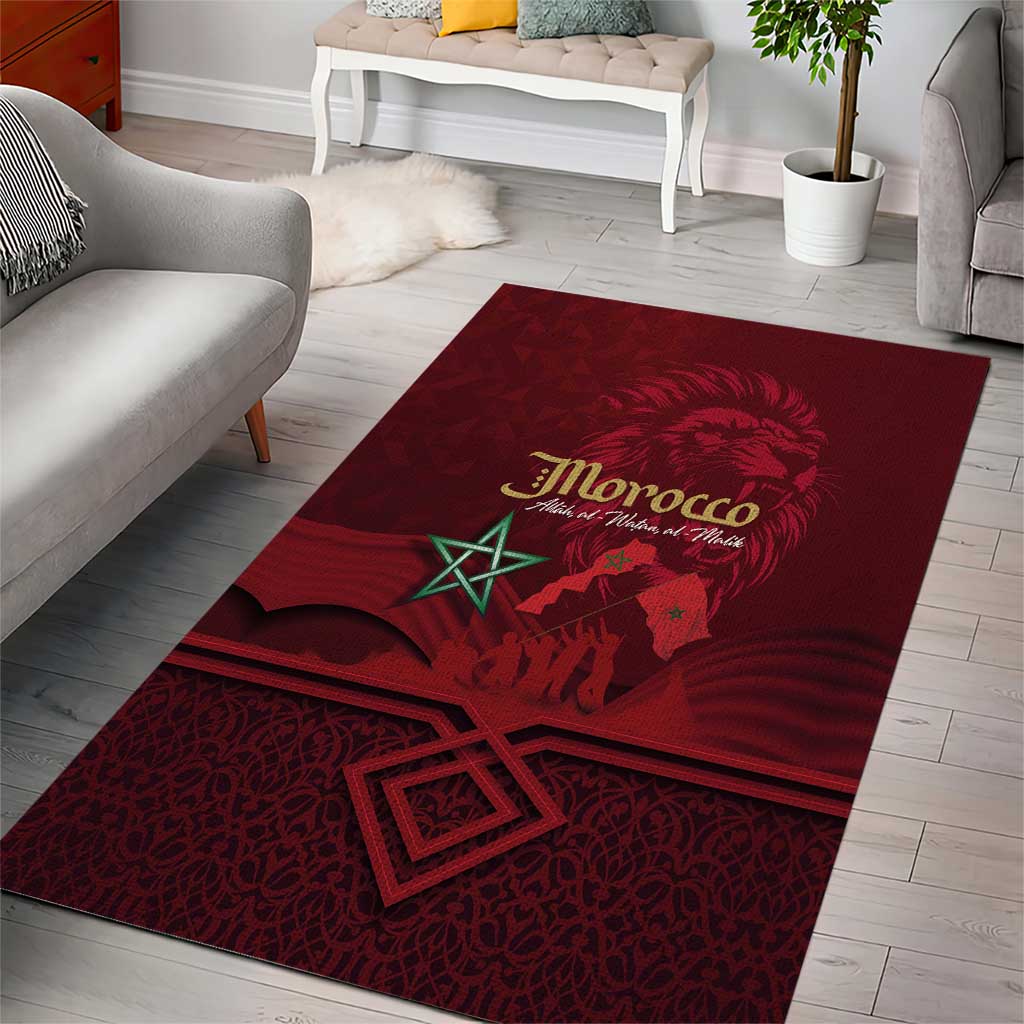 Happy Morocco Proclamation Day Area Rug Barbary Lion's Roar - Fight for Peace and Freedom - Wonder Print Shop