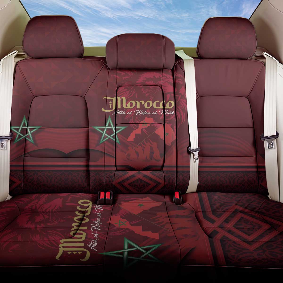Happy Morocco Proclamation Day Back Car Seat Cover Barbary Lion's Roar - Fight for Peace and Freedom - Wonder Print Shop