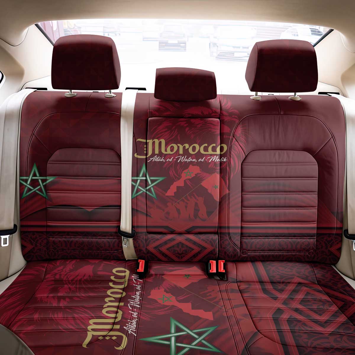 Happy Morocco Proclamation Day Back Car Seat Cover Barbary Lion's Roar - Fight for Peace and Freedom - Wonder Print Shop