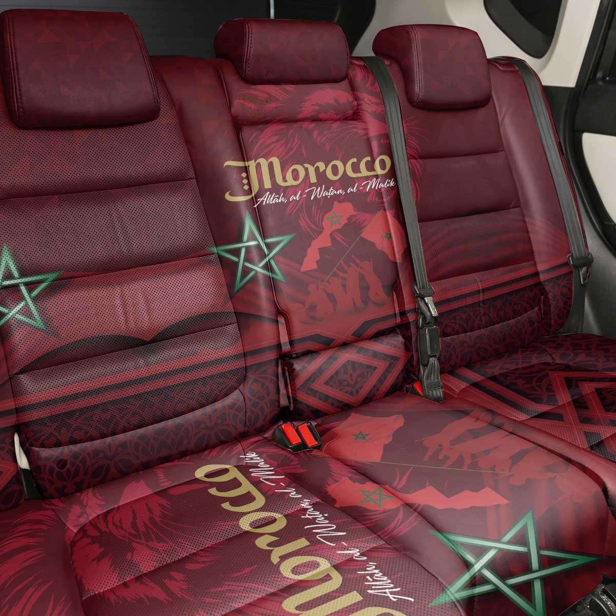Happy Morocco Proclamation Day Back Car Seat Cover Barbary Lion's Roar - Fight for Peace and Freedom - Wonder Print Shop