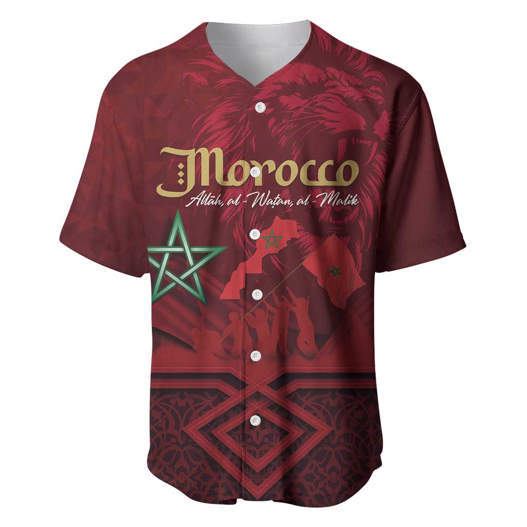 Happy Morocco Proclamation Day Baseball Jersey Barbary Lion's Roar - Fight for Peace and Freedom - Wonder Print Shop