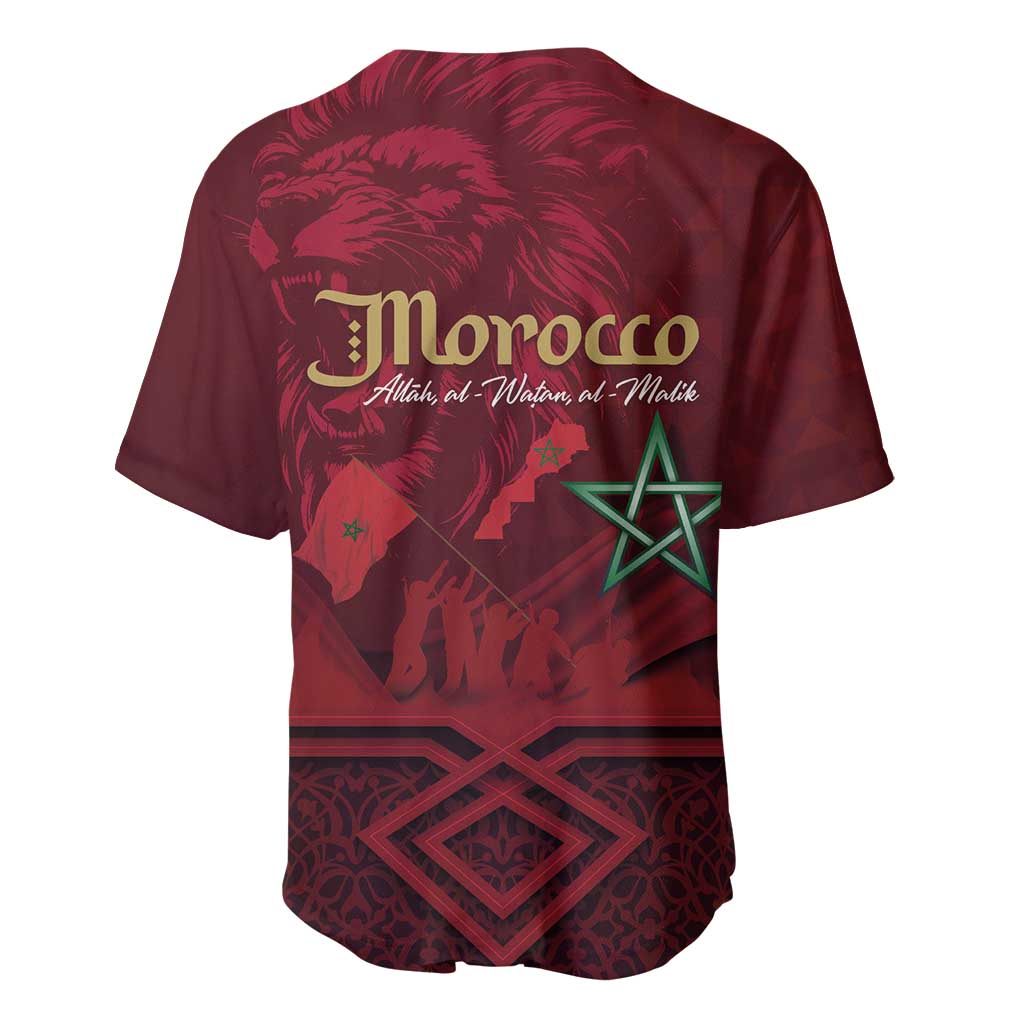 Happy Morocco Proclamation Day Baseball Jersey Barbary Lion's Roar - Fight for Peace and Freedom - Wonder Print Shop