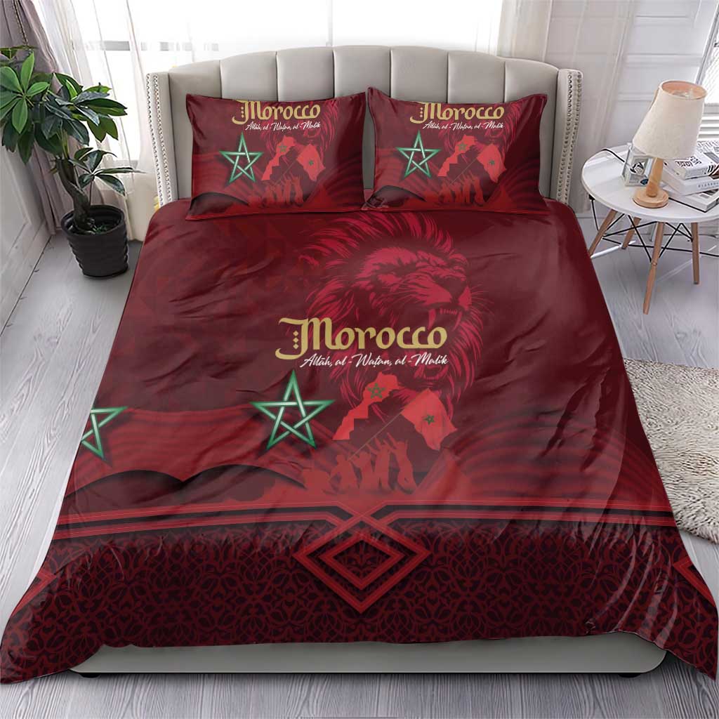 Happy Morocco Proclamation Day Bedding Set Barbary Lion's Roar - Fight for Peace and Freedom - Wonder Print Shop