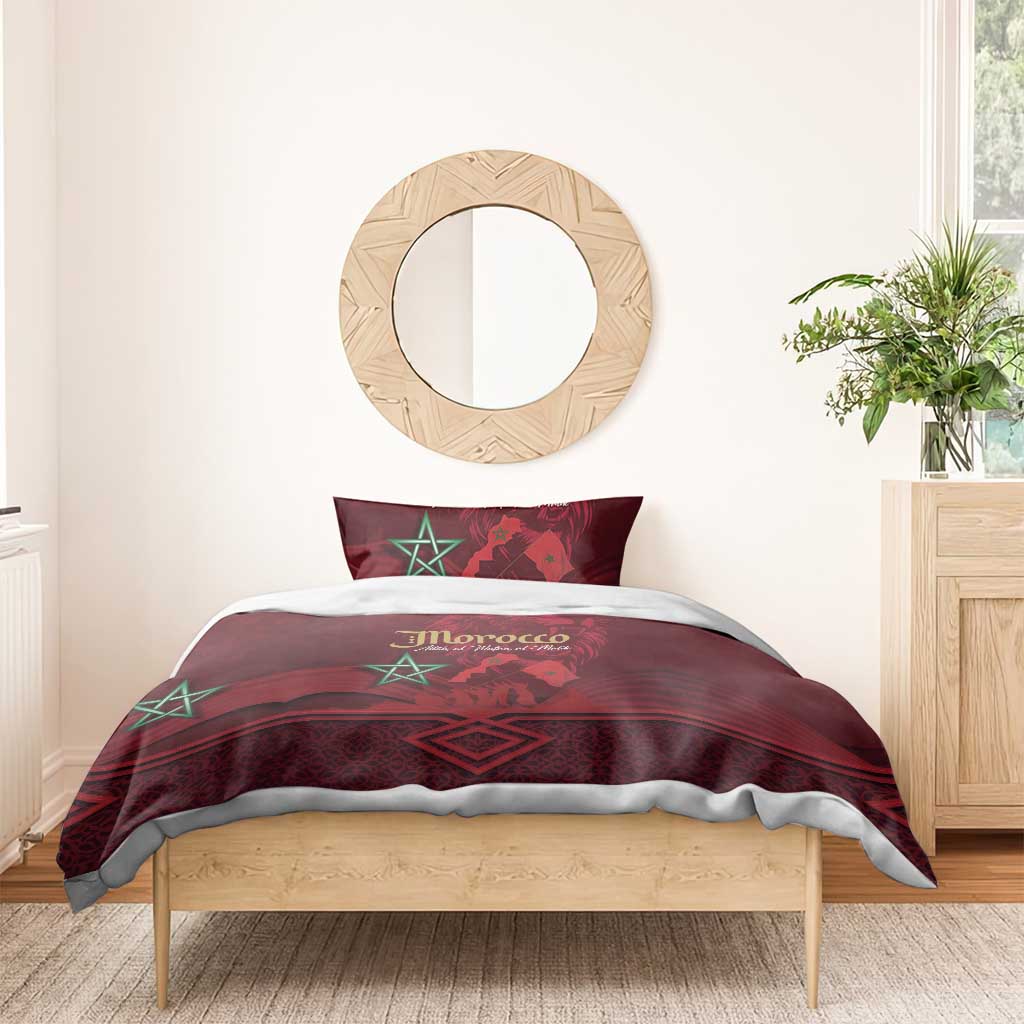 Happy Morocco Proclamation Day Bedding Set Barbary Lion's Roar - Fight for Peace and Freedom - Wonder Print Shop