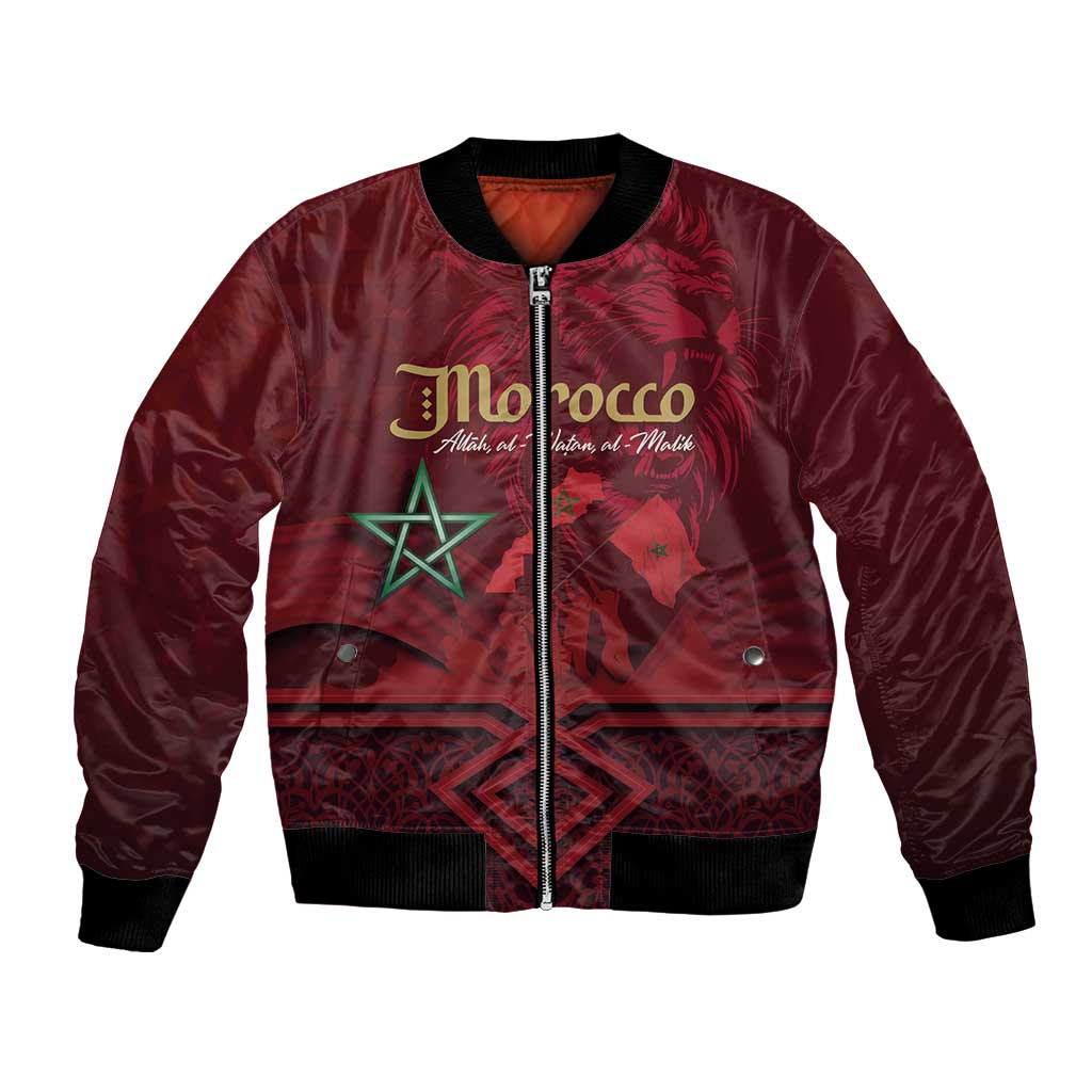 Happy Morocco Proclamation Day Bomber Jacket Barbary Lion's Roar - Fight for Peace and Freedom - Wonder Print Shop