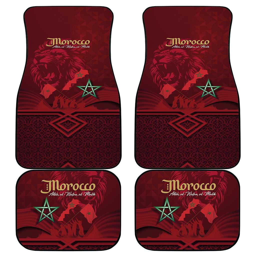 Happy Morocco Proclamation Day Car Mats Barbary Lion's Roar - Fight for Peace and Freedom - Wonder Print Shop