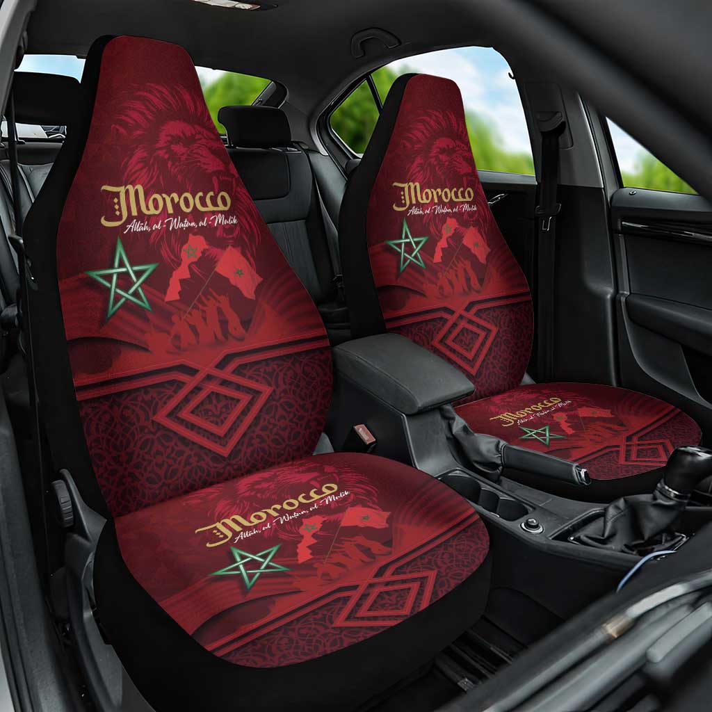Happy Morocco Proclamation Day Car Seat Cover Barbary Lion's Roar - Fight for Peace and Freedom - Wonder Print Shop