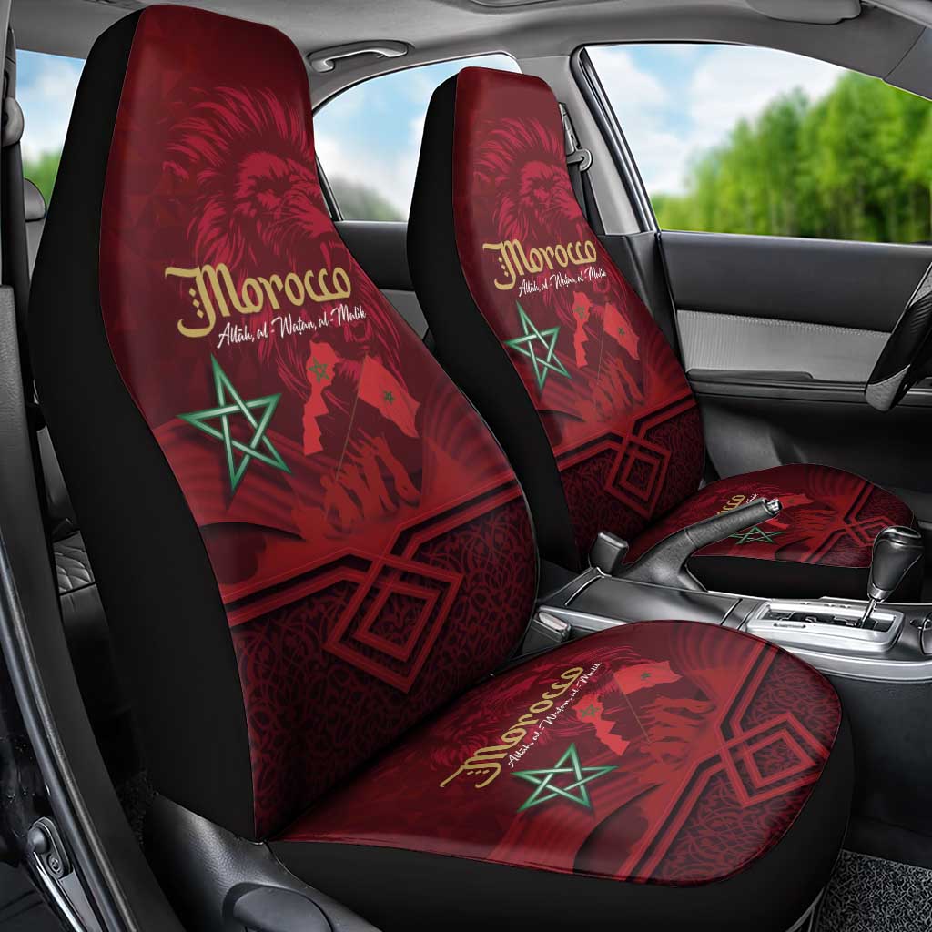 Happy Morocco Proclamation Day Car Seat Cover Barbary Lion's Roar - Fight for Peace and Freedom - Wonder Print Shop