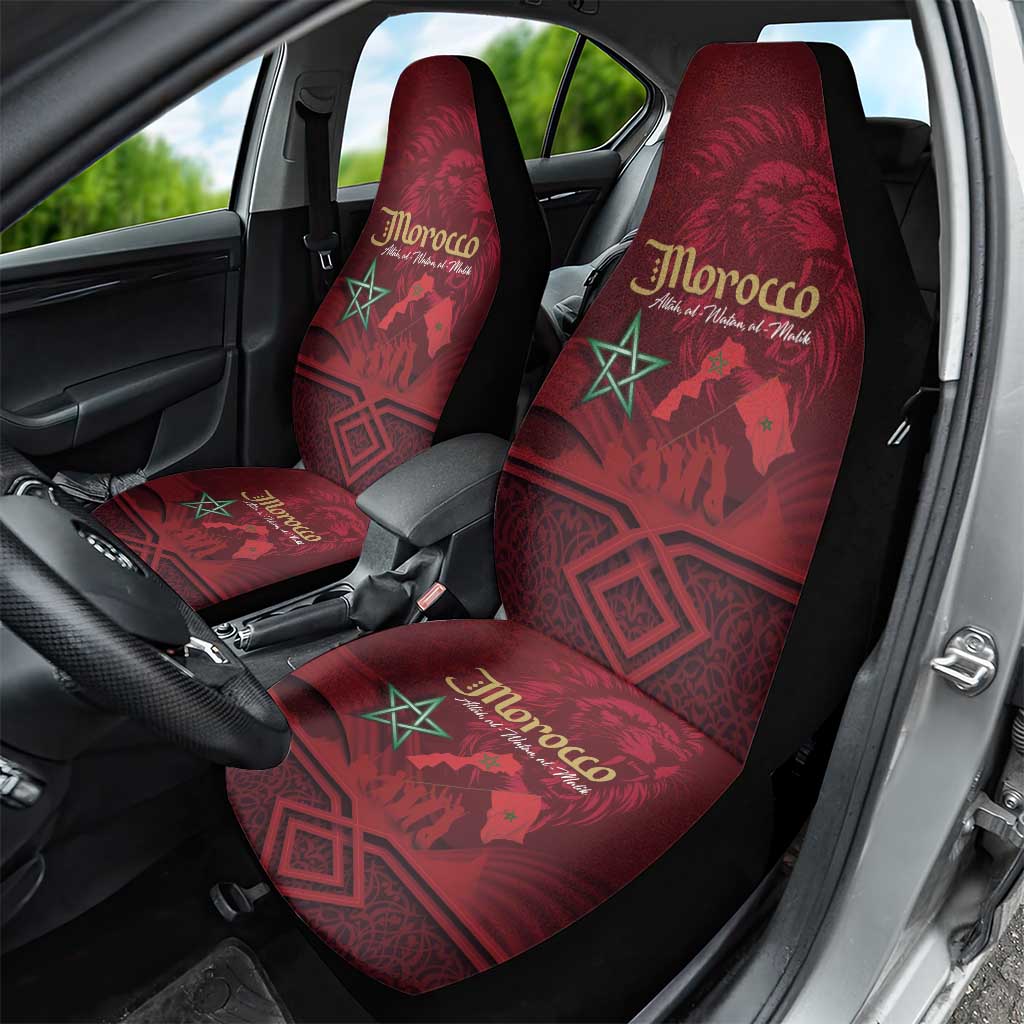 Happy Morocco Proclamation Day Car Seat Cover Barbary Lion's Roar - Fight for Peace and Freedom - Wonder Print Shop