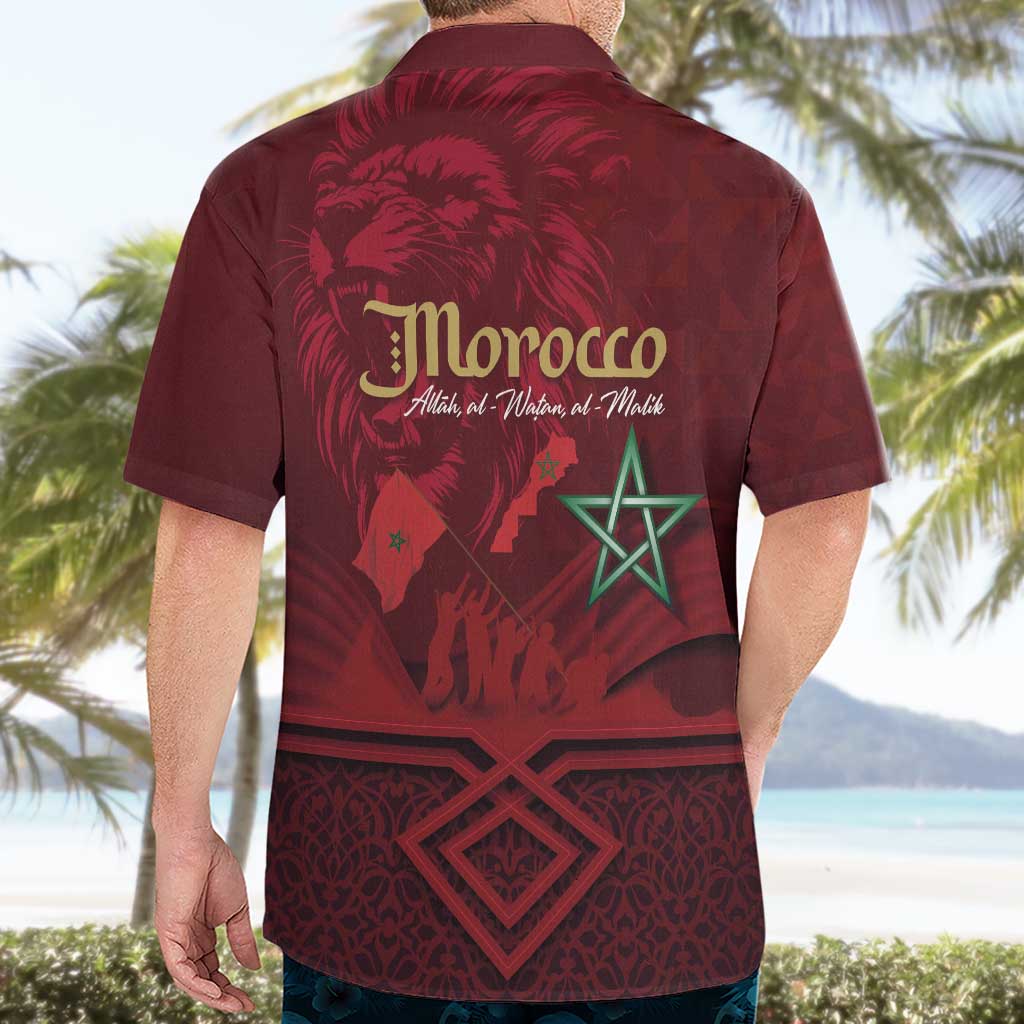 Happy Morocco Proclamation Day Hawaiian Shirt Barbary Lion's Roar - Fight for Peace and Freedom - Wonder Print Shop
