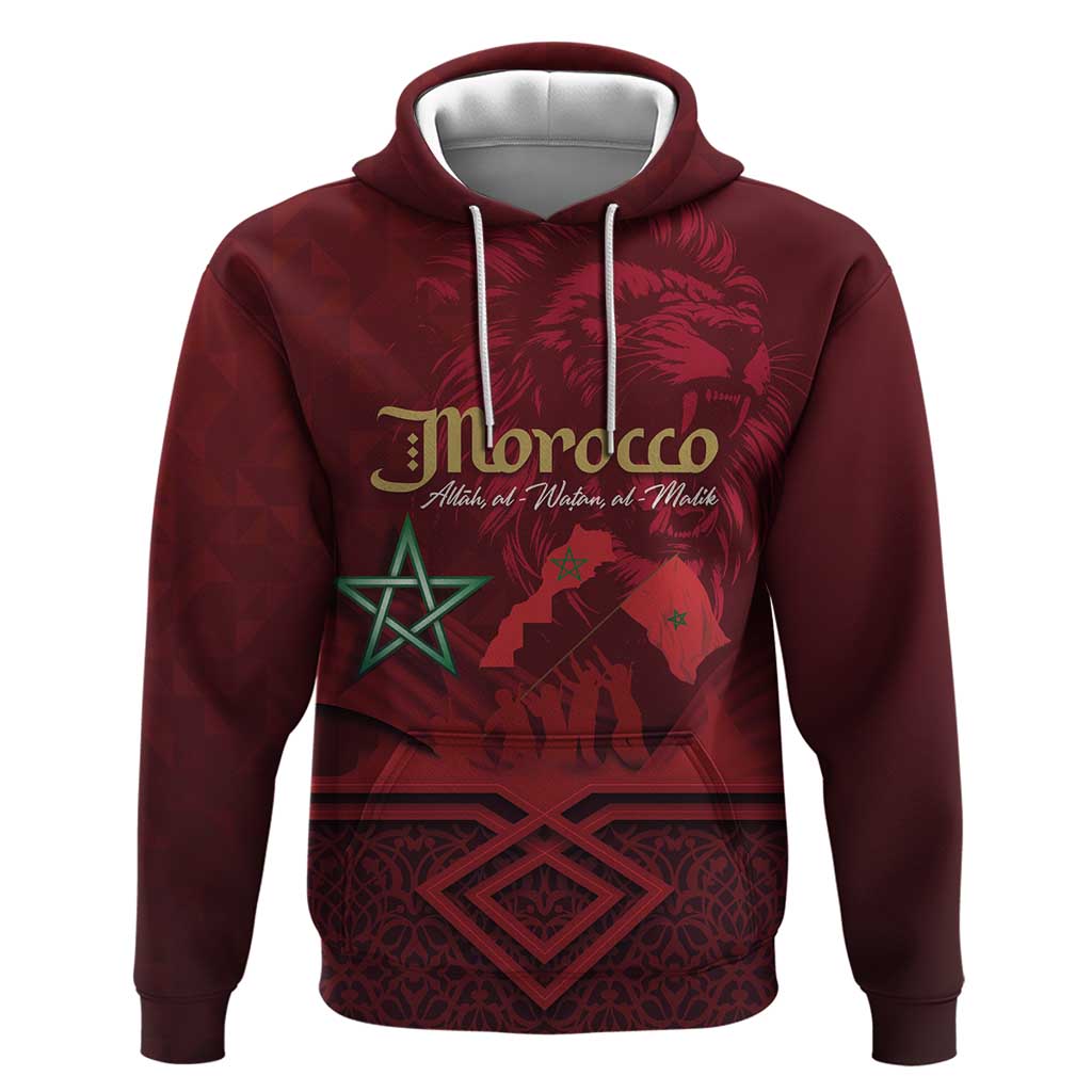 Happy Morocco Proclamation Day Hoodie Barbary Lion's Roar - Fight for Peace and Freedom - Wonder Print Shop