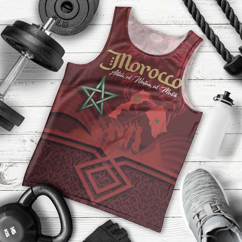 Happy Morocco Proclamation Day Men Tank Top Barbary Lion's Roar - Fight for Peace and Freedom - Wonder Print Shop
