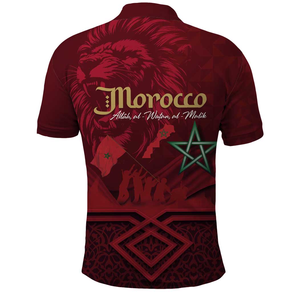 Happy Morocco Proclamation Day Polo Shirt Barbary Lion's Roar - Fight for Peace and Freedom - Wonder Print Shop