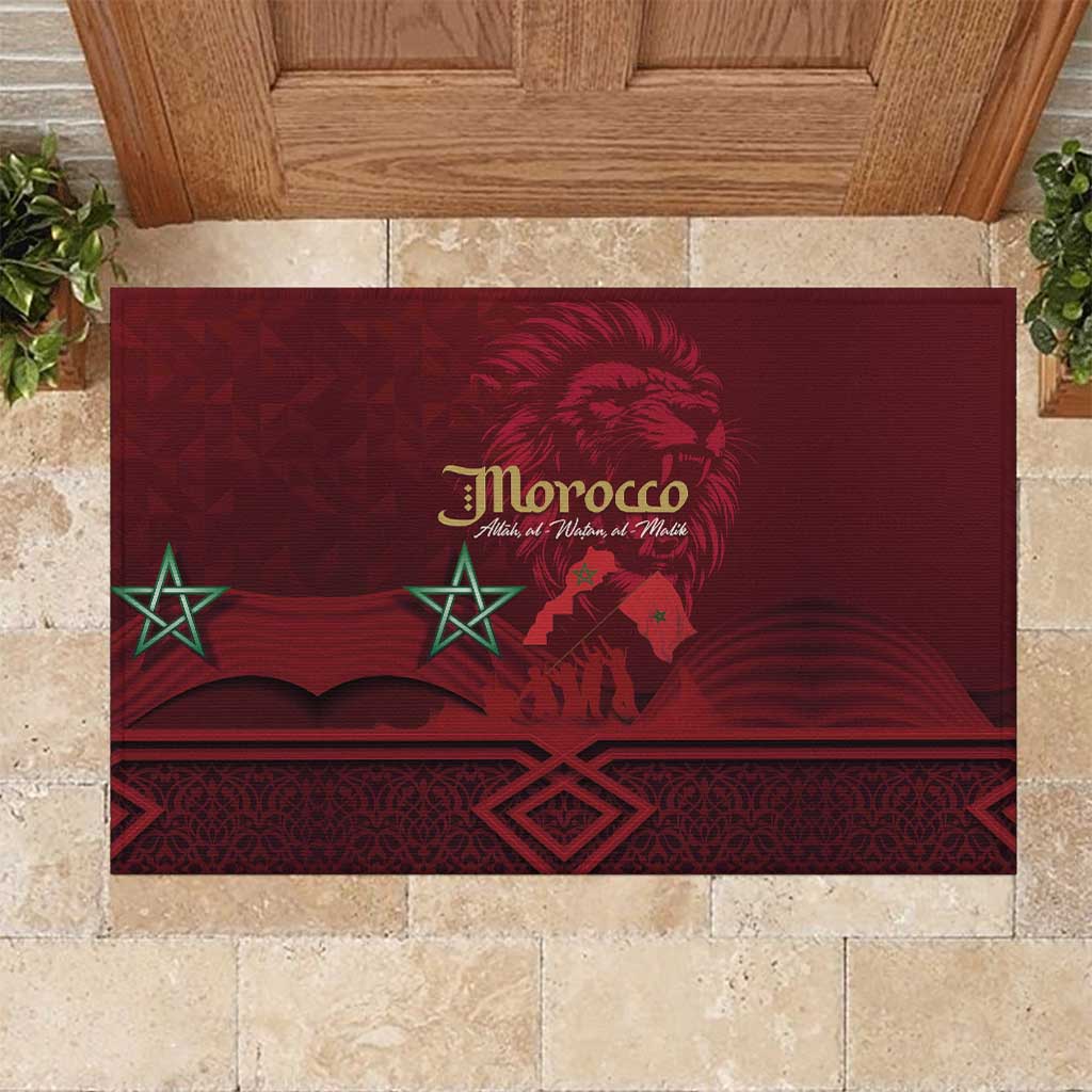 Happy Morocco Proclamation Day Rubber Doormat Barbary Lion's Roar - Fight for Peace and Freedom - Wonder Print Shop