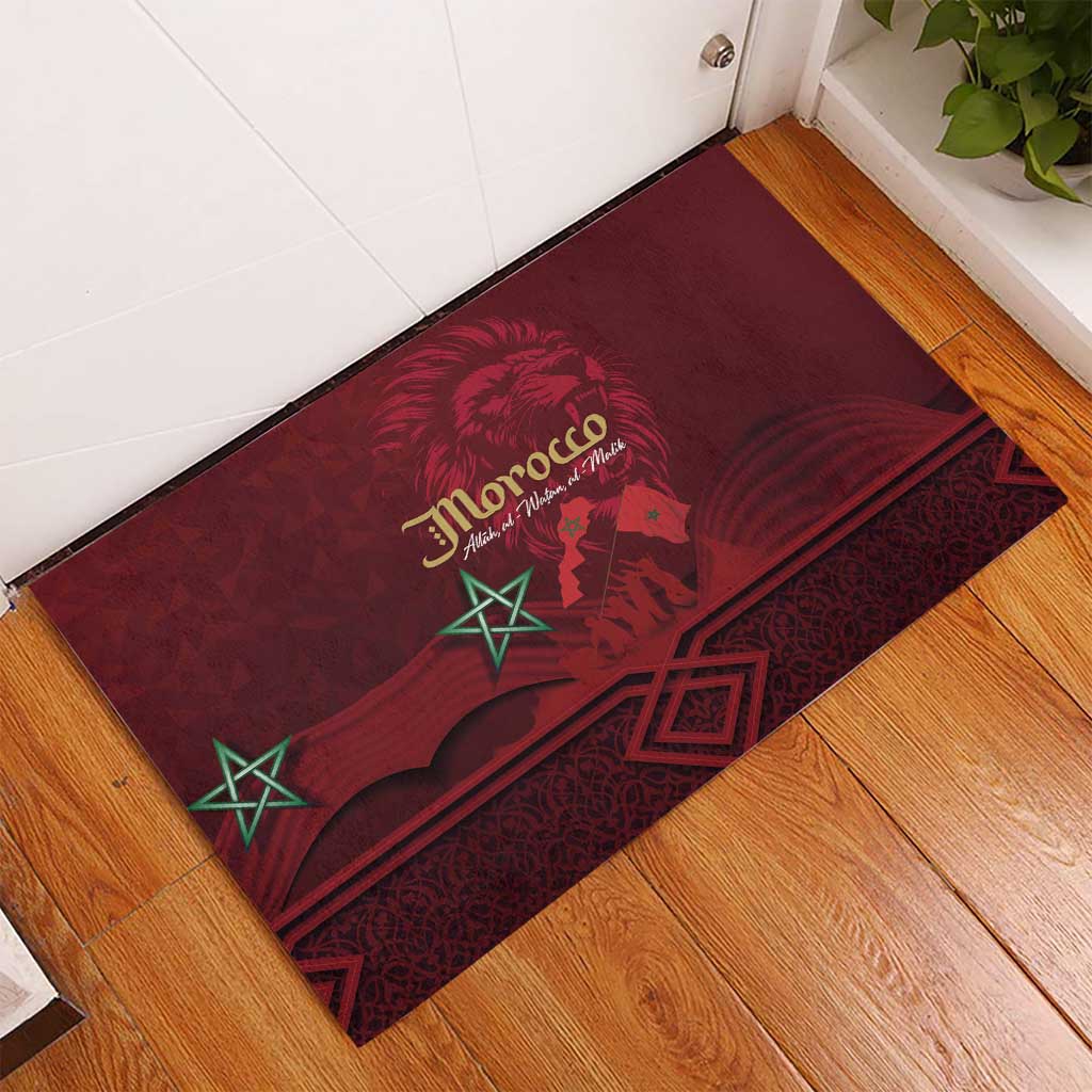 Happy Morocco Proclamation Day Rubber Doormat Barbary Lion's Roar - Fight for Peace and Freedom - Wonder Print Shop