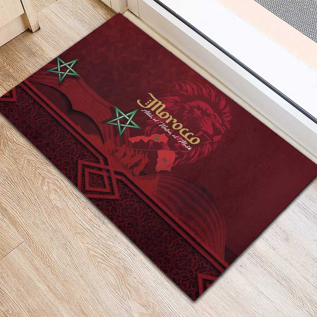 Happy Morocco Proclamation Day Rubber Doormat Barbary Lion's Roar - Fight for Peace and Freedom - Wonder Print Shop