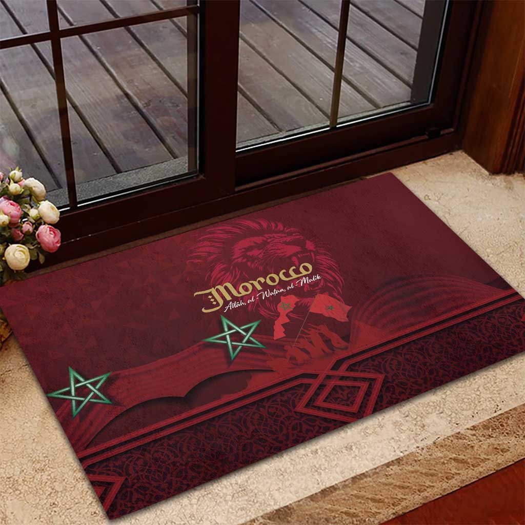 Happy Morocco Proclamation Day Rubber Doormat Barbary Lion's Roar - Fight for Peace and Freedom - Wonder Print Shop