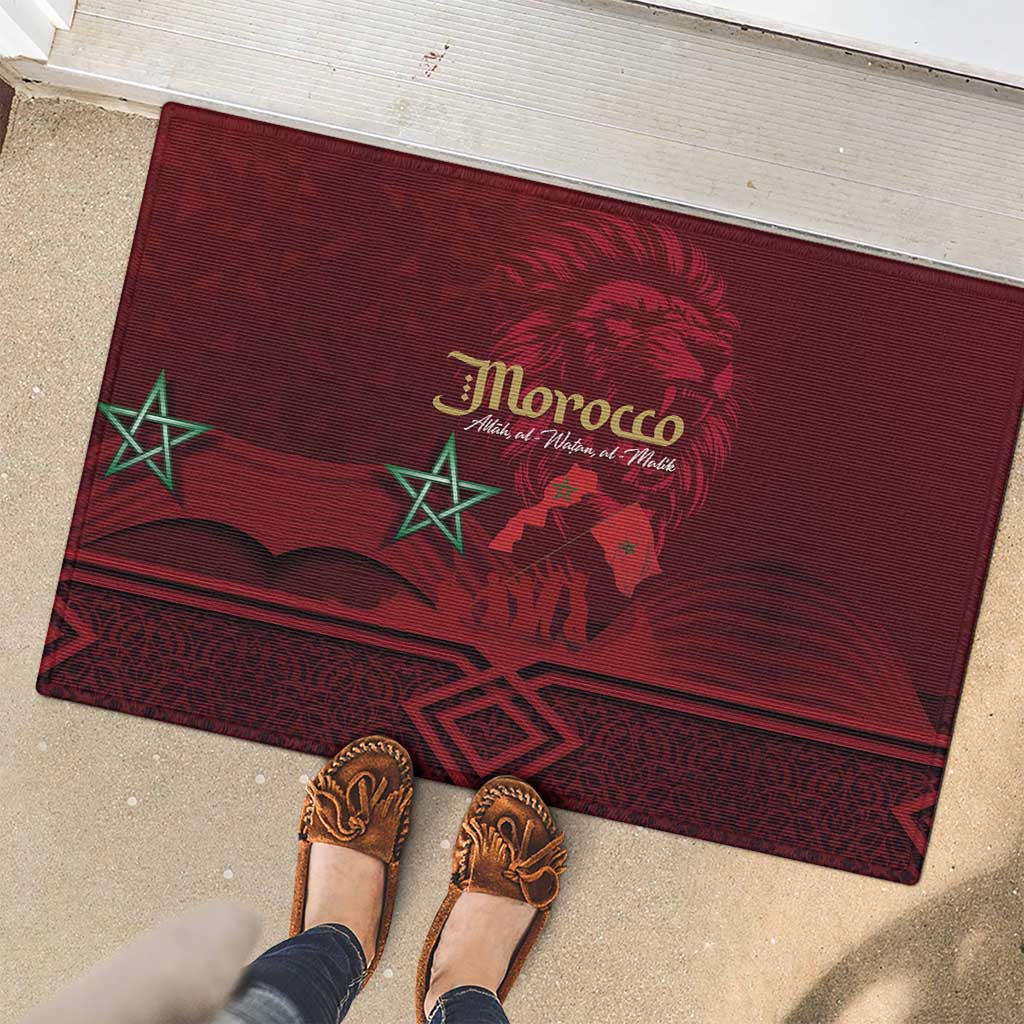 Happy Morocco Proclamation Day Rubber Doormat Barbary Lion's Roar - Fight for Peace and Freedom - Wonder Print Shop