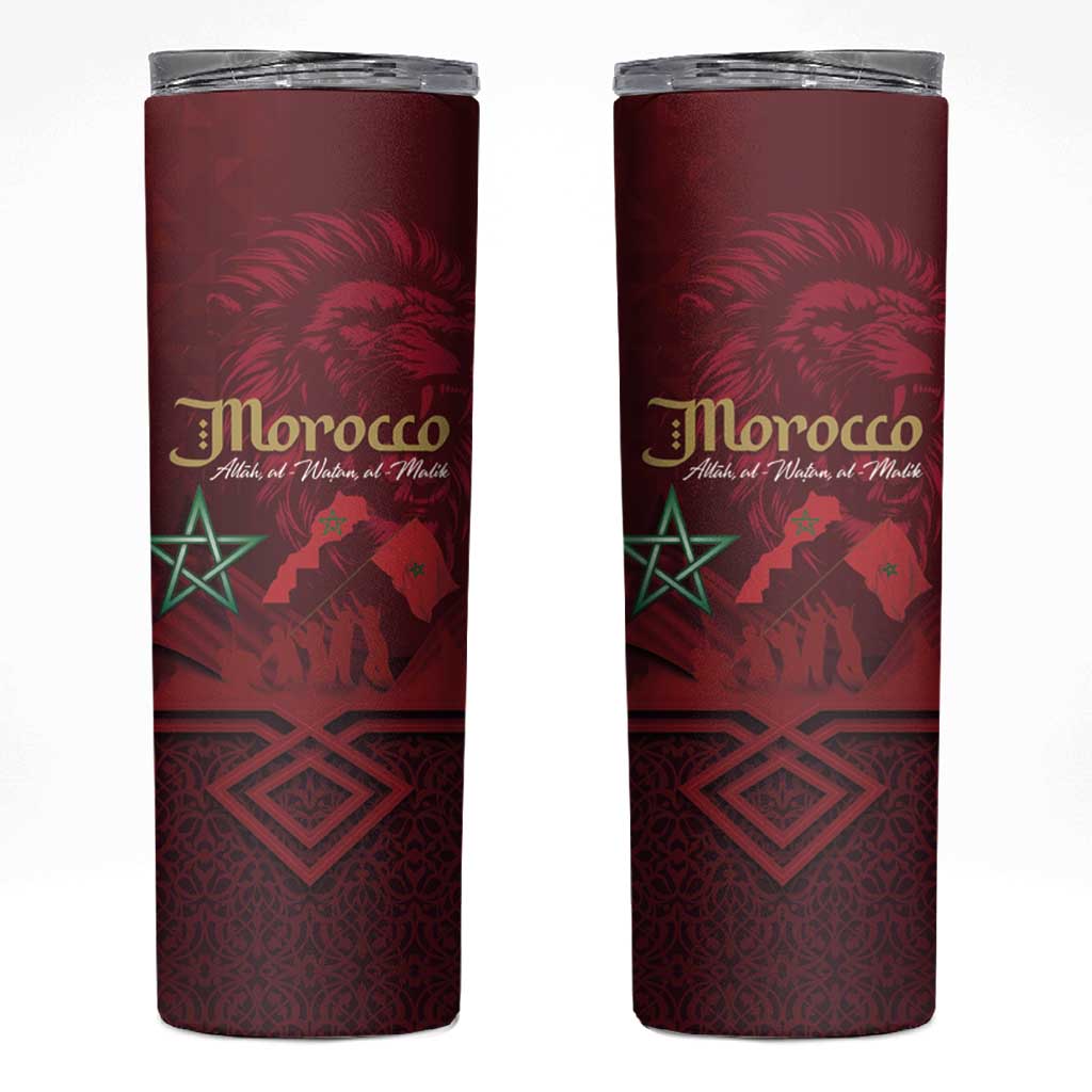 Happy Morocco Proclamation Day Skinny Tumbler Barbary Lion's Roar - Fight for Peace and Freedom - Wonder Print Shop