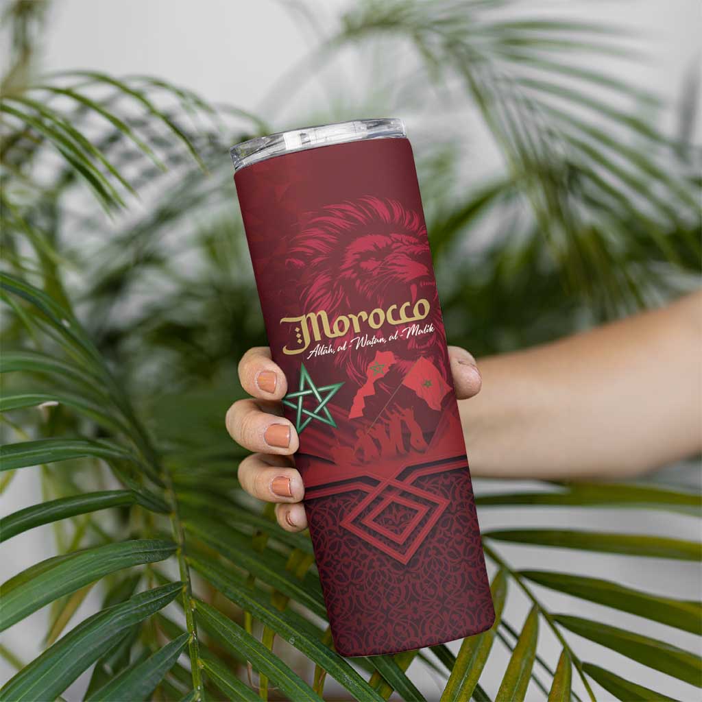 Happy Morocco Proclamation Day Skinny Tumbler Barbary Lion's Roar - Fight for Peace and Freedom - Wonder Print Shop