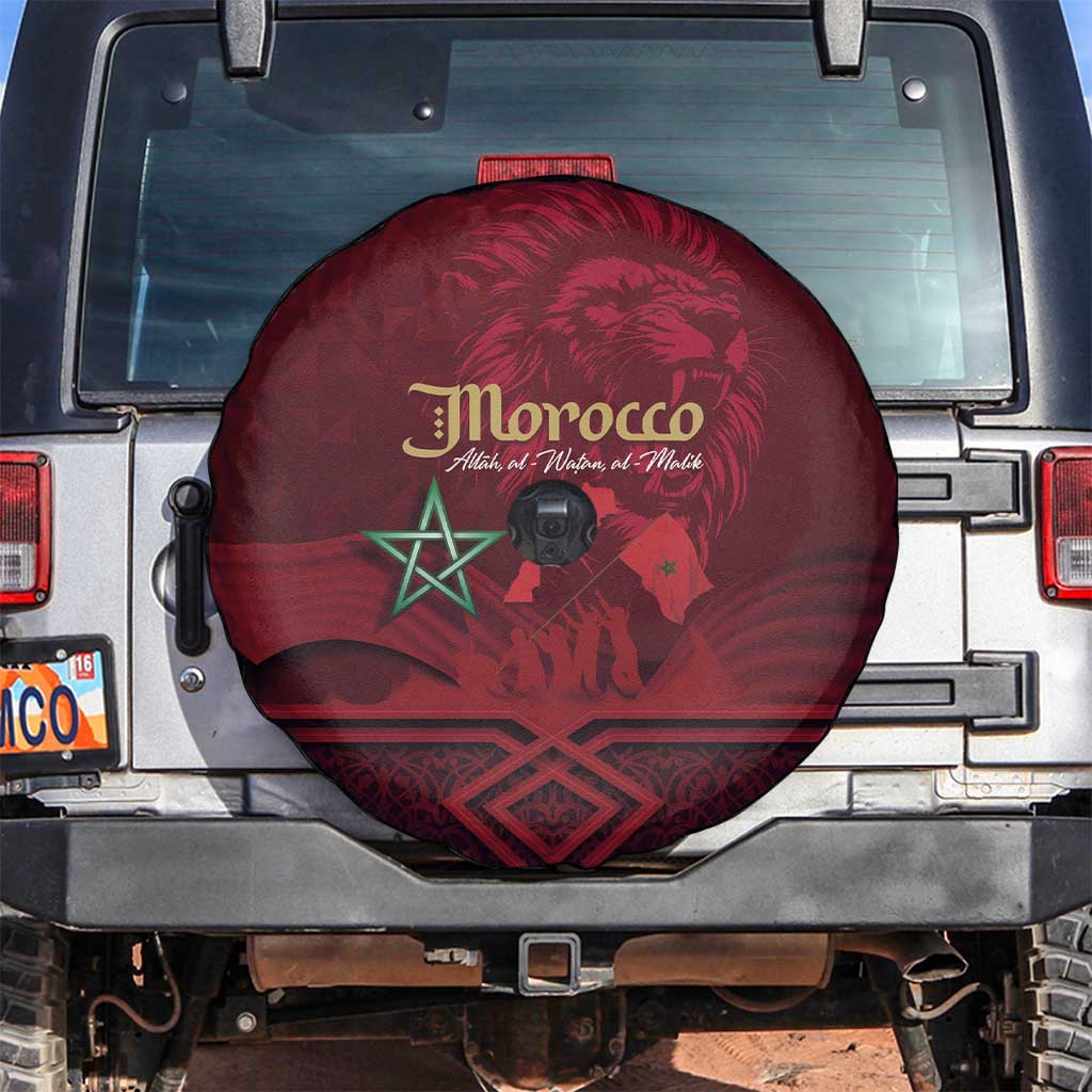 Happy Morocco Proclamation Day Spare Tire Cover Barbary Lion's Roar - Fight for Peace and Freedom - Wonder Print Shop