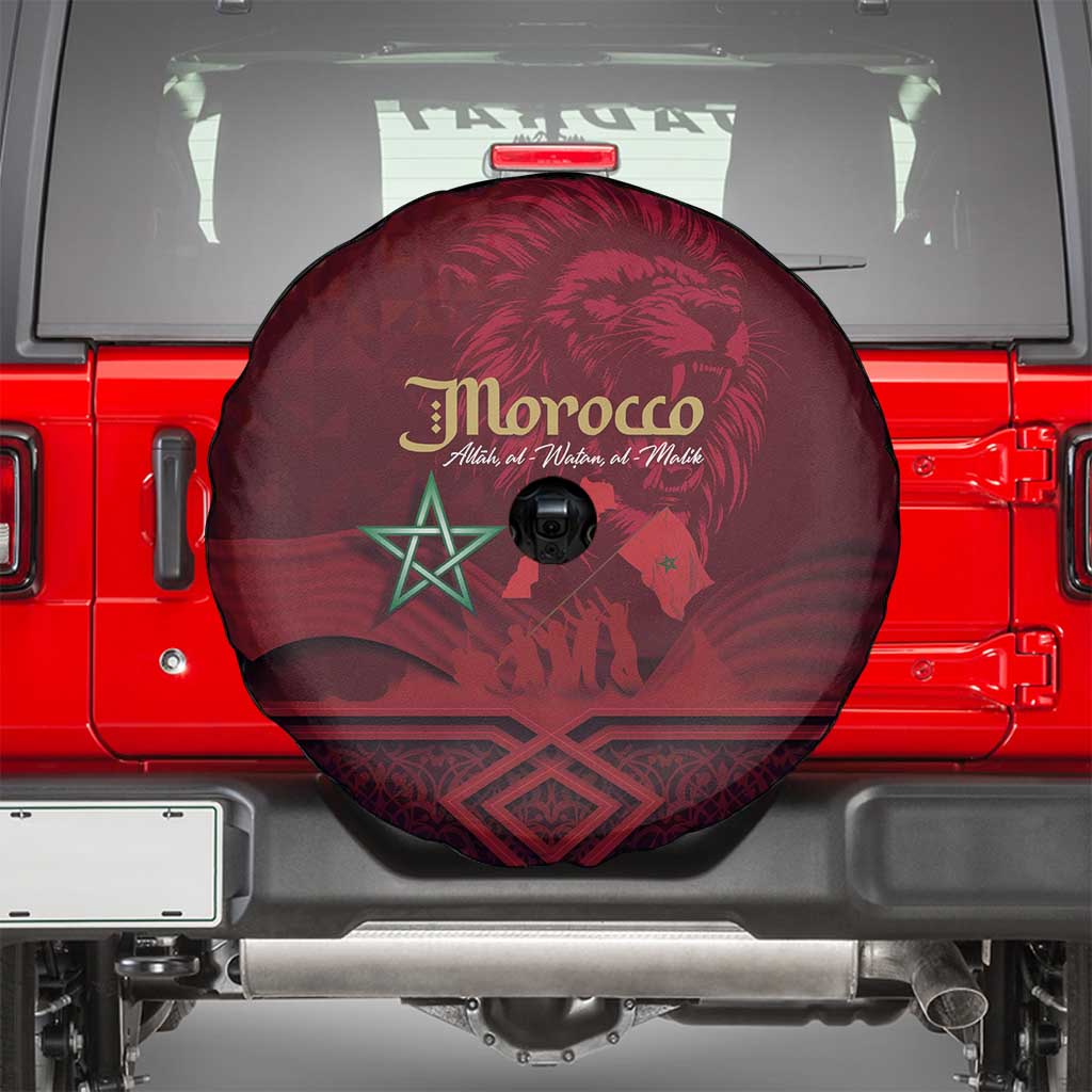 Happy Morocco Proclamation Day Spare Tire Cover Barbary Lion's Roar - Fight for Peace and Freedom - Wonder Print Shop