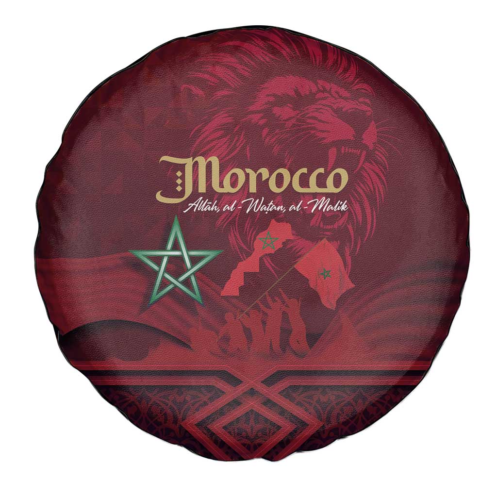 Happy Morocco Proclamation Day Spare Tire Cover Barbary Lion's Roar - Fight for Peace and Freedom - Wonder Print Shop