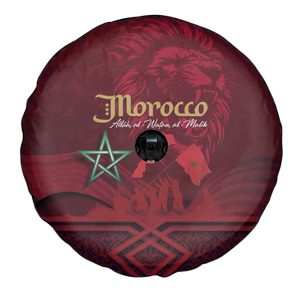 Happy Morocco Proclamation Day Spare Tire Cover Barbary Lion's Roar - Fight for Peace and Freedom - Wonder Print Shop