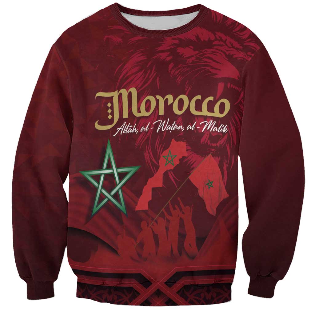 Happy Morocco Proclamation Day Sweatshirt Barbary Lion's Roar - Fight for Peace and Freedom - Wonder Print Shop