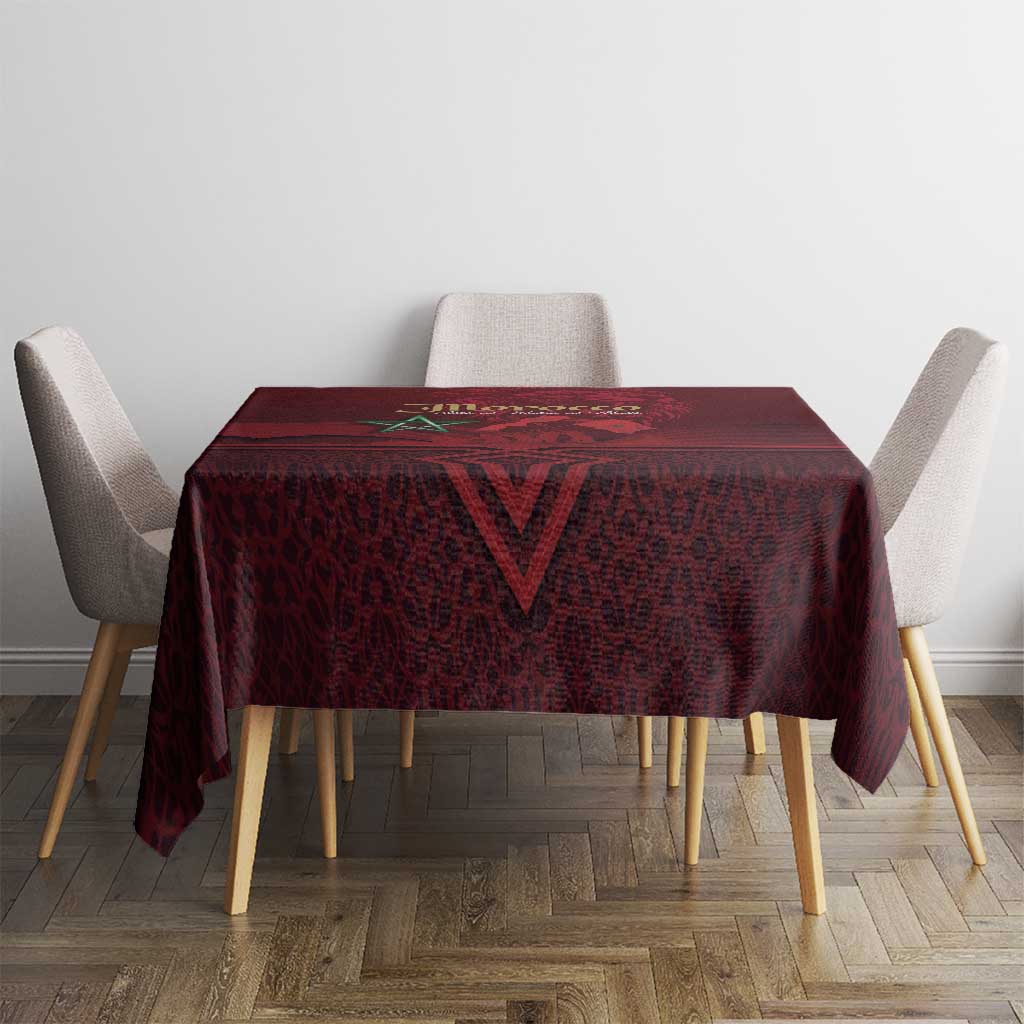 Happy Morocco Proclamation Day Tablecloth Barbary Lion's Roar - Fight for Peace and Freedom - Wonder Print Shop