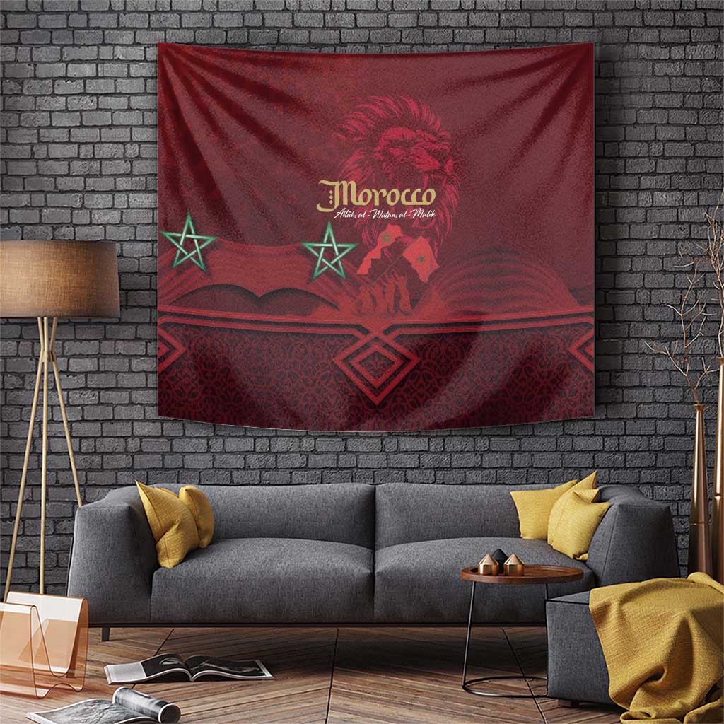 Happy Morocco Proclamation Day Tapestry Barbary Lion's Roar - Fight for Peace and Freedom - Wonder Print Shop