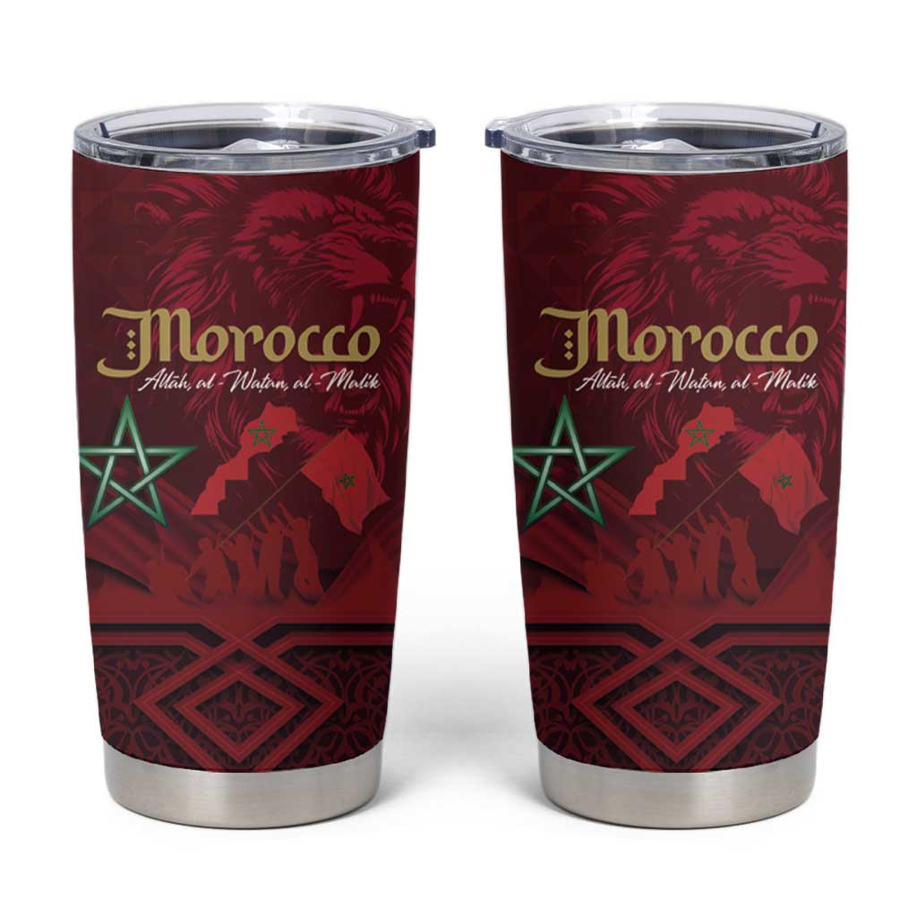 Happy Morocco Proclamation Day Tumbler Cup Barbary Lion's Roar - Fight for Peace and Freedom - Wonder Print Shop