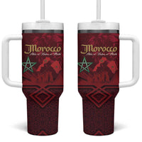 Happy Morocco Proclamation Day Tumbler With Handle Barbary Lion's Roar - Fight for Peace and Freedom - Wonder Print Shop