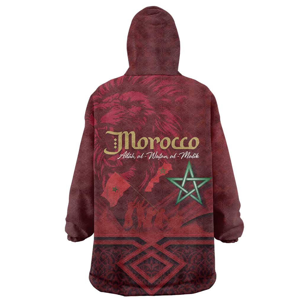 Happy Morocco Proclamation Day Wearable Blanket Hoodie Barbary Lion's Roar - Fight for Peace and Freedom - Wonder Print Shop