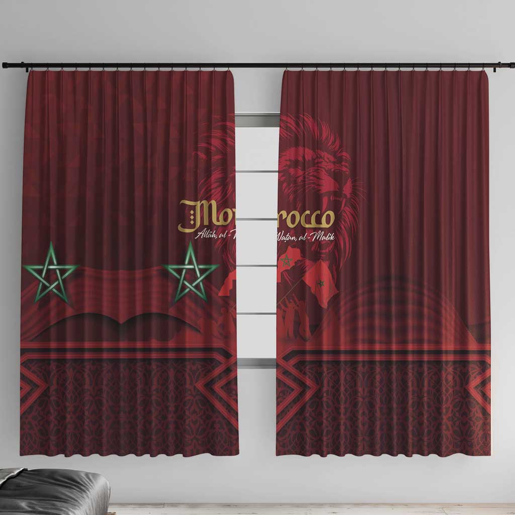 Happy Morocco Proclamation Day Window Curtain Barbary Lion's Roar - Fight for Peace and Freedom - Wonder Print Shop