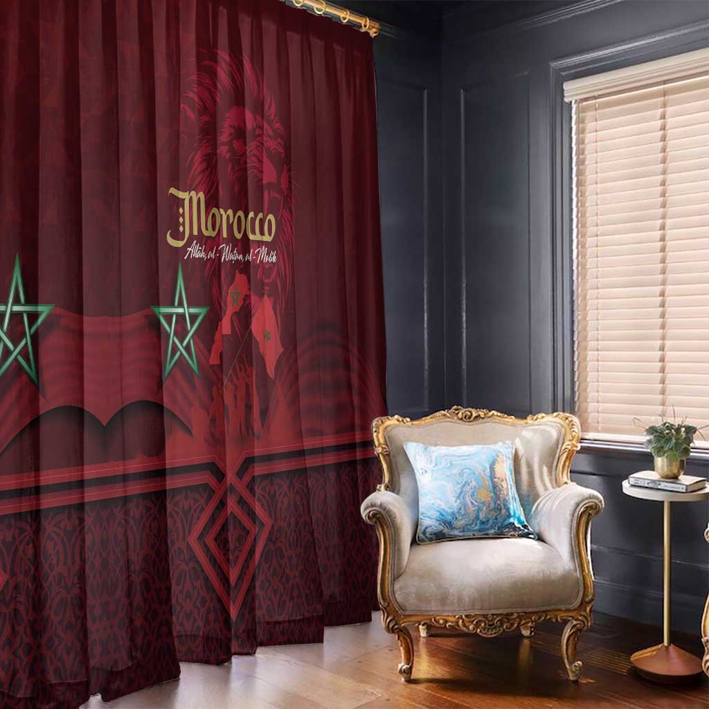 Happy Morocco Proclamation Day Window Curtain Barbary Lion's Roar - Fight for Peace and Freedom - Wonder Print Shop
