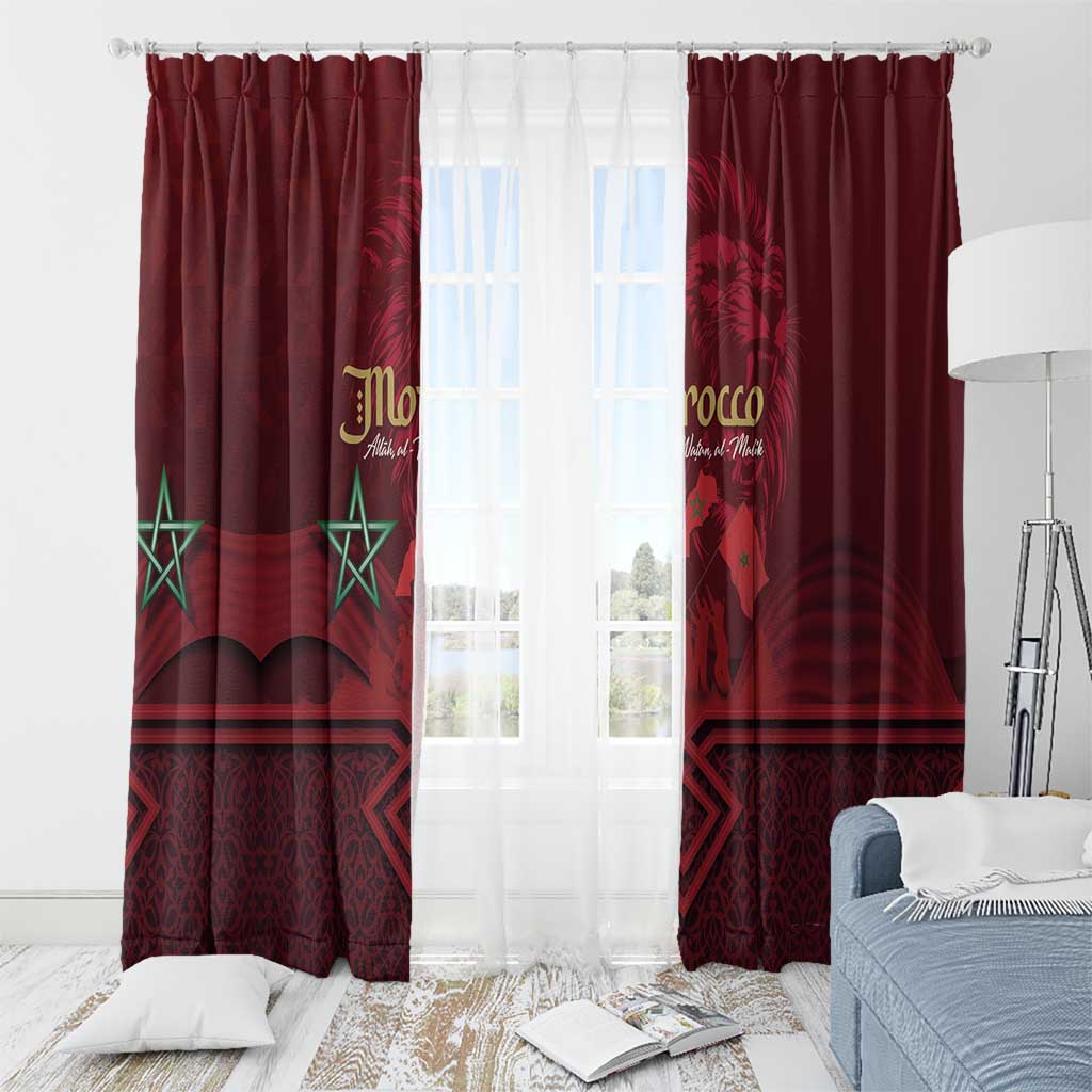 Happy Morocco Proclamation Day Window Curtain Barbary Lion's Roar - Fight for Peace and Freedom - Wonder Print Shop