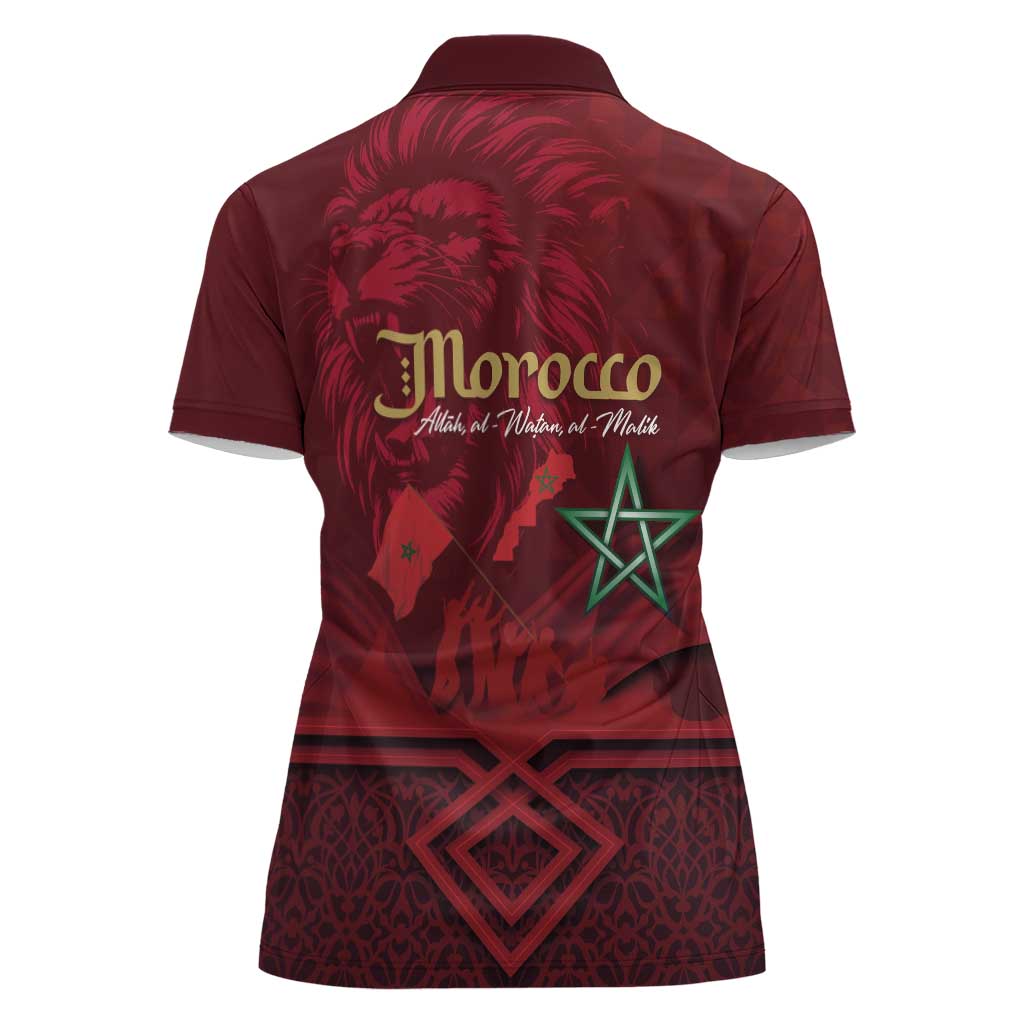 Happy Morocco Proclamation Day Women Polo Shirt Barbary Lion's Roar - Fight for Peace and Freedom - Wonder Print Shop
