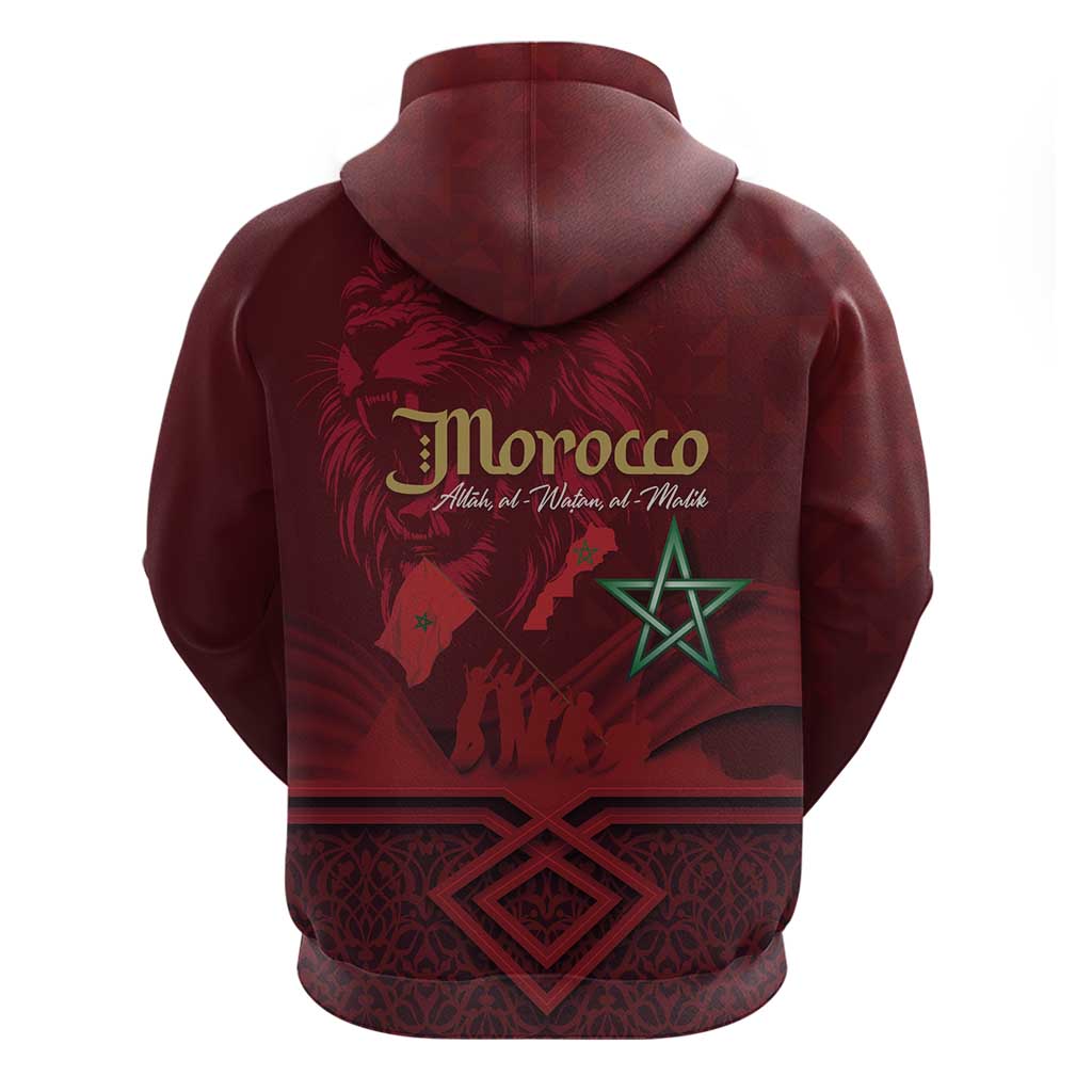 Happy Morocco Proclamation Day Zip Hoodie Barbary Lion's Roar - Fight for Peace and Freedom - Wonder Print Shop