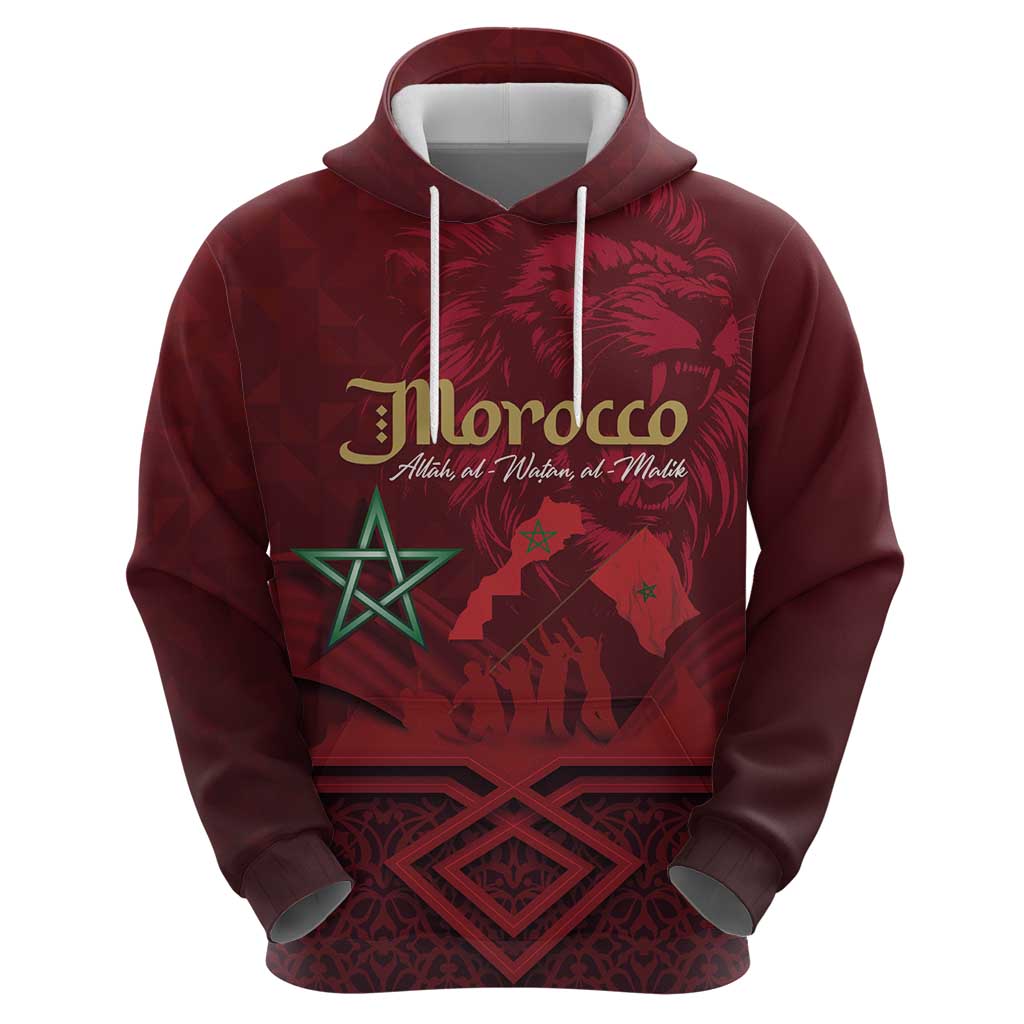 Happy Morocco Proclamation Day Zip Hoodie Barbary Lion's Roar - Fight for Peace and Freedom - Wonder Print Shop